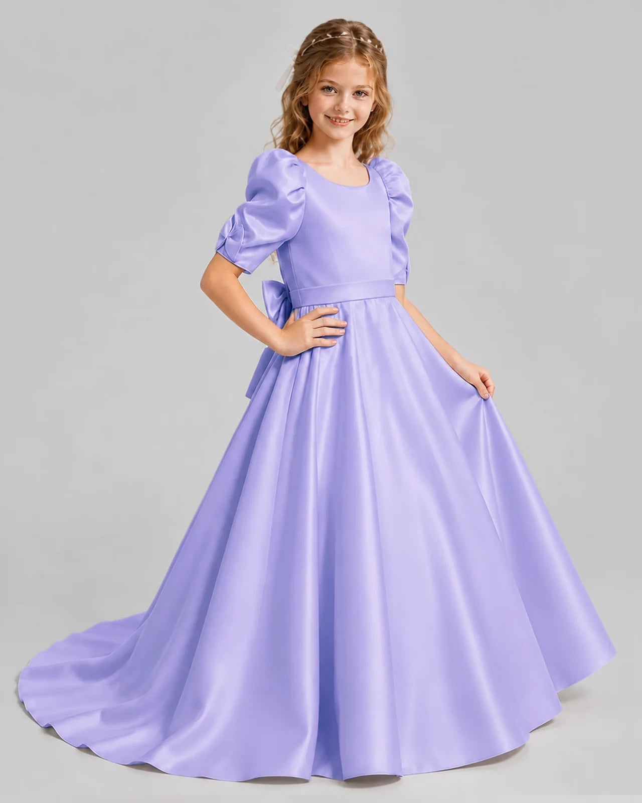 Lavender Ball Gown Girls Formal Dresses Side
