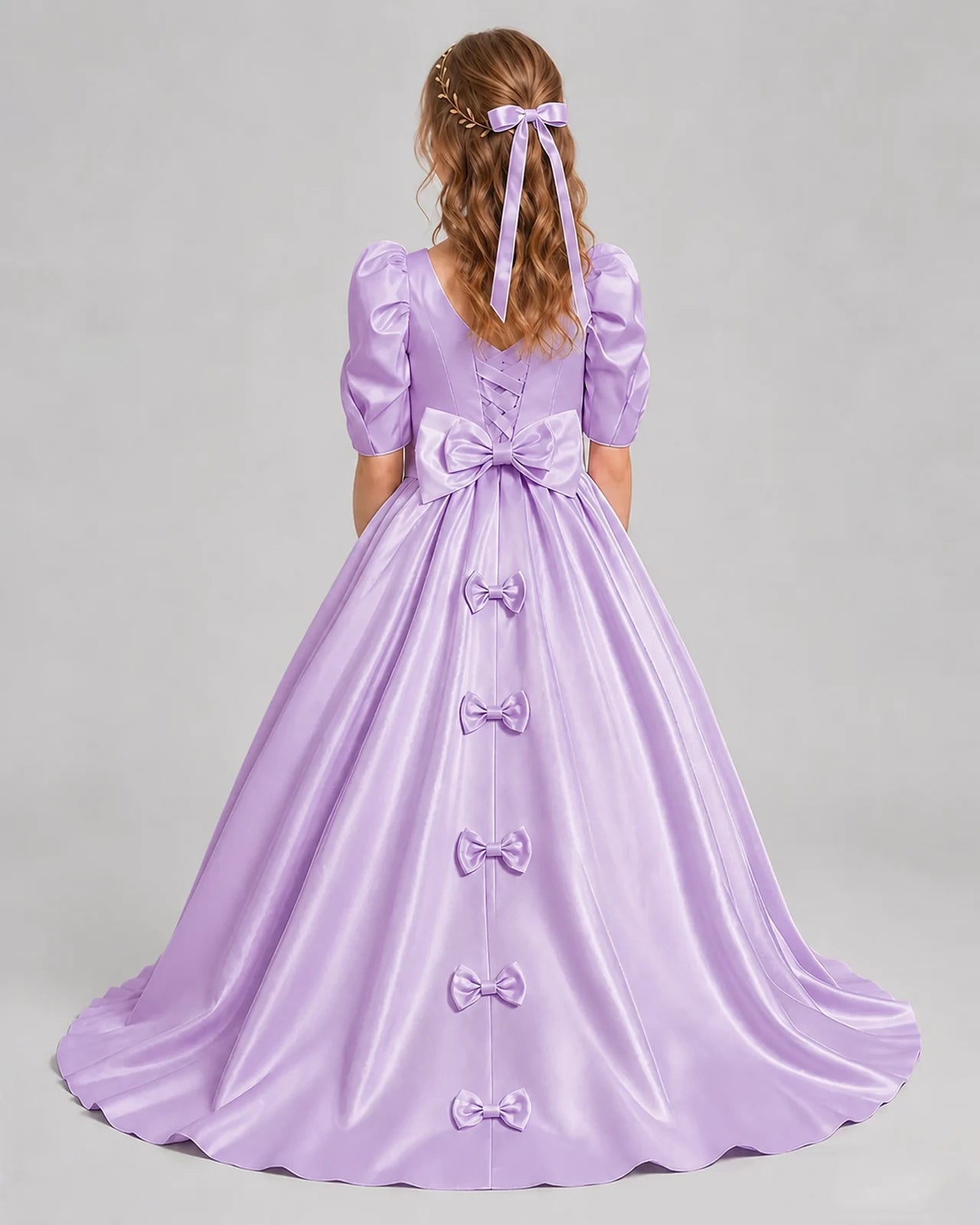 Lilac Ball Gown Girls Formal Dresses Back