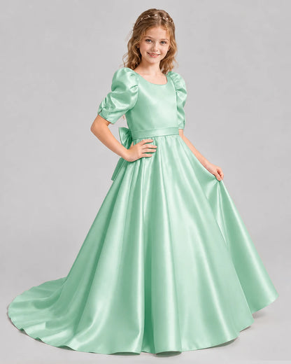 Mint Green Ball Gown Girls Formal Dresses Side