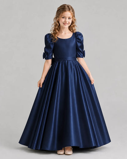 Navy Blue Ball Gown Girls Formal Dresses Front