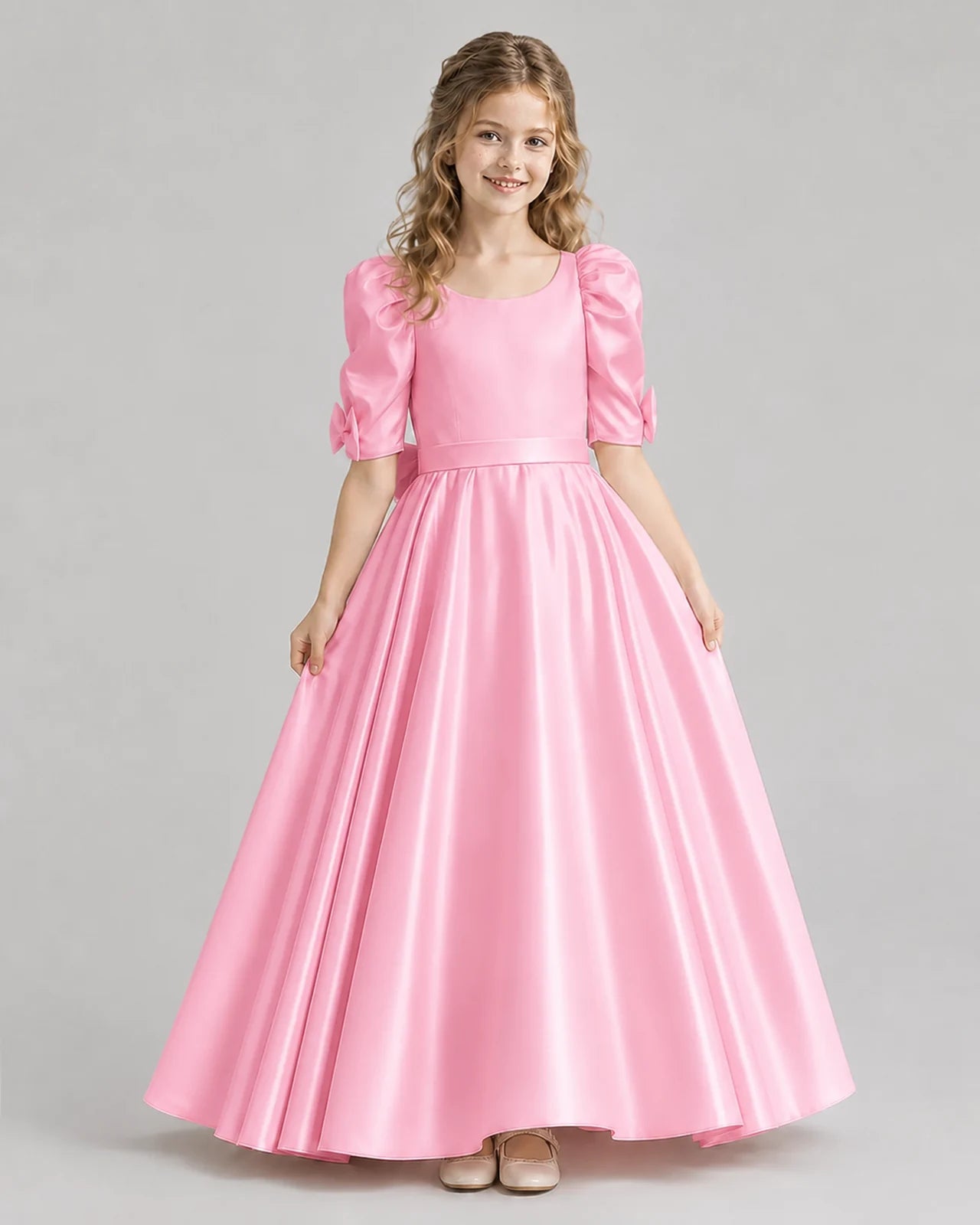 Pink Ball Gown Girls Formal Dresses Front