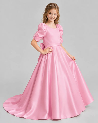 Pink Ball Gown Girls Formal Dresses Side