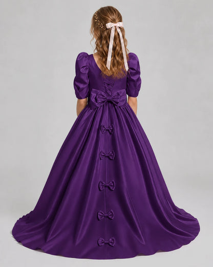 Purple Ball Gown Girls Formal Dresses Back