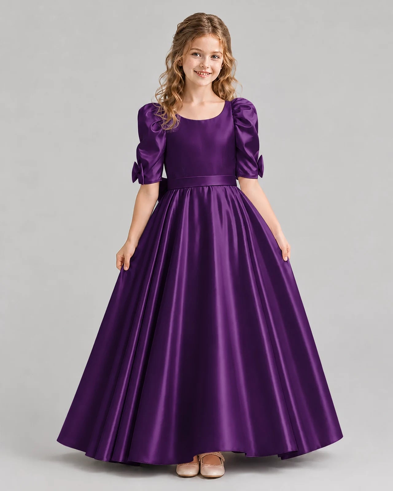 Purple Ball Gown Girls Formal Dresses Front