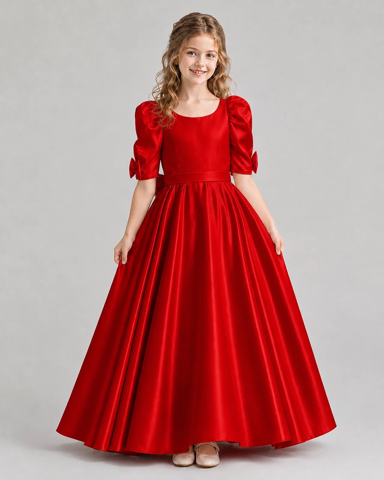 Red Ball Gown Girls Formal Dresses Front