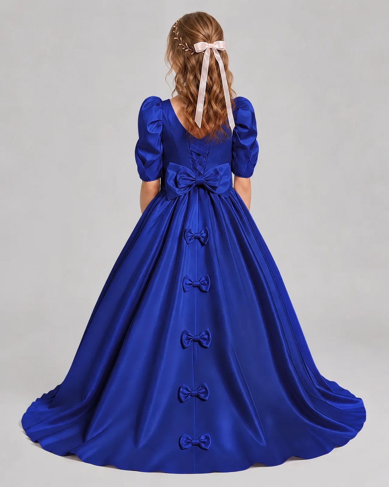 Royal Blue Ball Gown Girls Formal Dresses Back