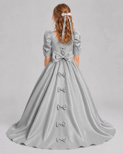 Silver Ball Gown Girls Formal Dresses Back