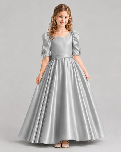 Silver Ball Gown Girls Formal Dresses Front
