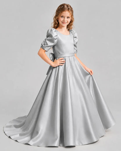 Silver Ball Gown Girls Formal Dresses Side