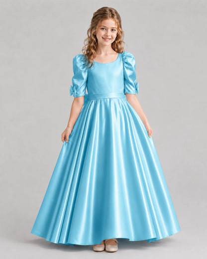 Sky Blue Ball Gown Girls Formal Dresses Front