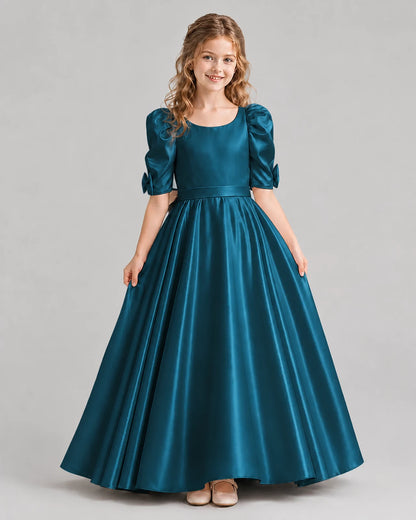 Teal Ball Gown Girls Formal Dresses Front