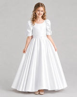 White Ball Gown Girls Formal Dresses Front