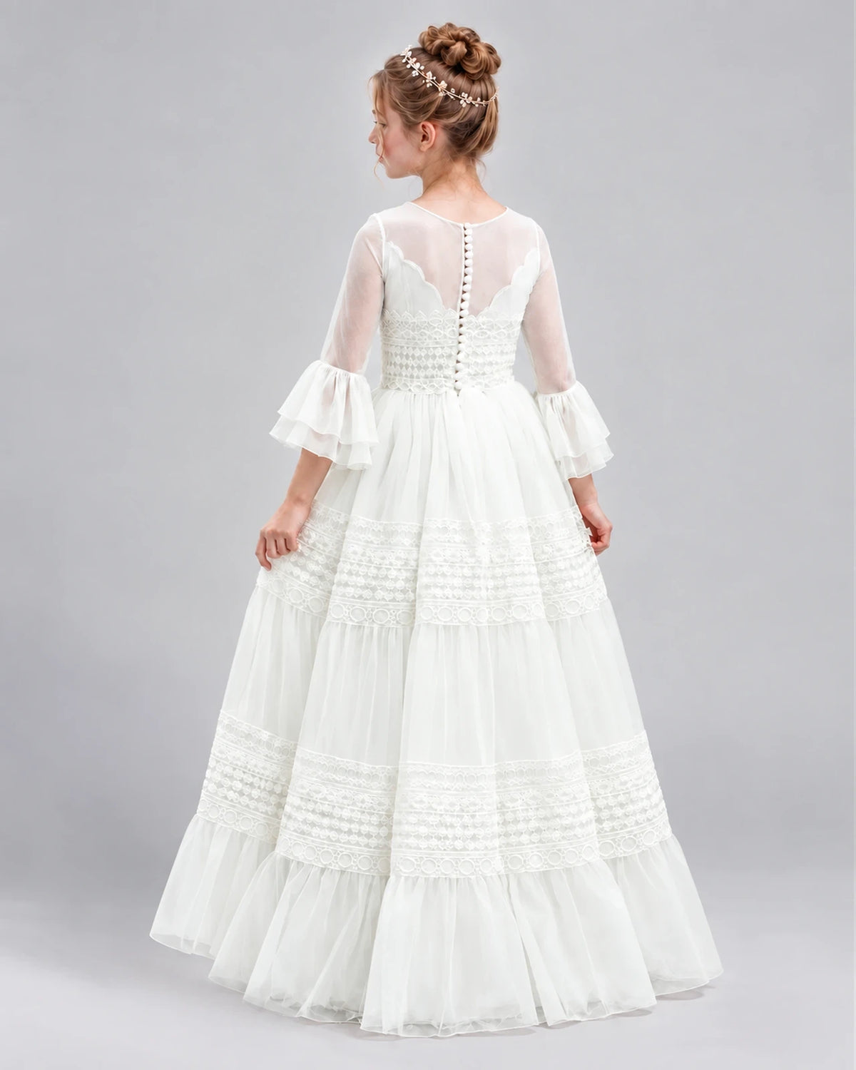 Ivory Ball Gown Girls Pageant Dresses Back