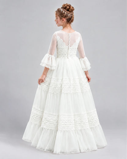 Ivory Ball Gown Girls Pageant Dresses Back