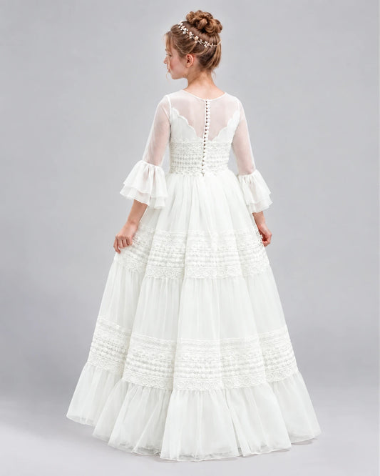 Ivory Ball Gown Girls Pageant Dresses Back
