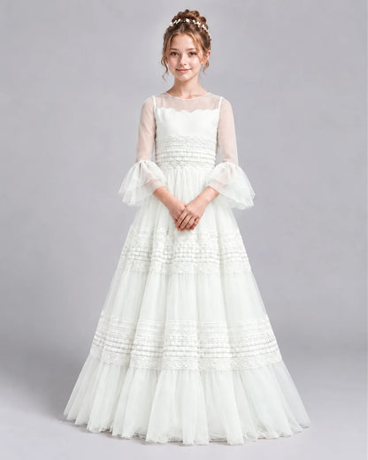 Ivory Ball Gown Girls Pageant Dresses Front