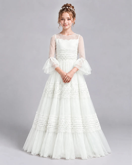 Ivory Ball Gown Girls Pageant Dresses Front