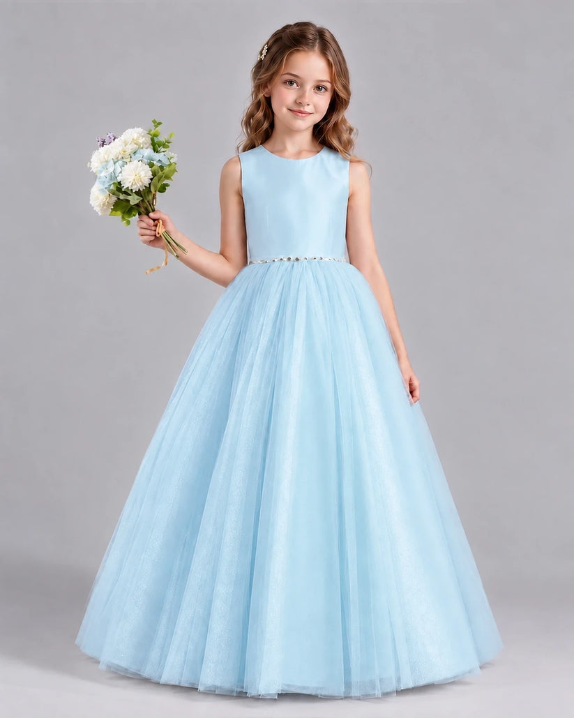 Baby Blue Ball Gown Flower Girl Dresses Front