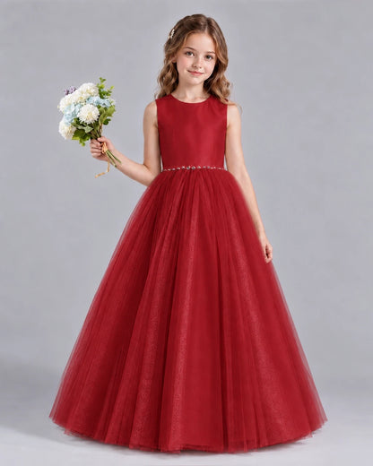 Burgundy Ball Gown Flower Girl Dresses Front
