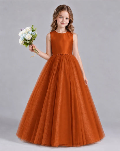 Burnt Orange Ball Gown Flower Girl Dresses Front