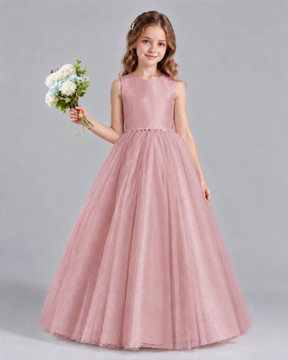 Blush Pink Ball Gown Flower Girl Dresses Front
