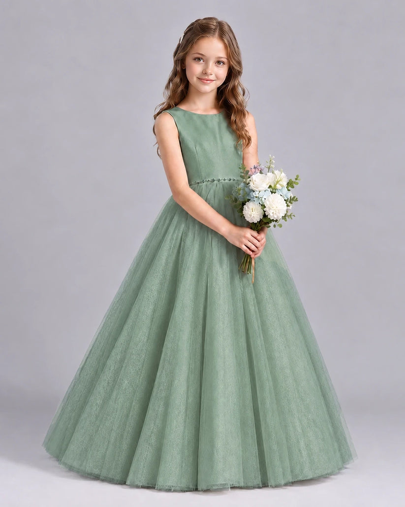 Eucalyptus Ball Gown Flower Girl Dresses Side