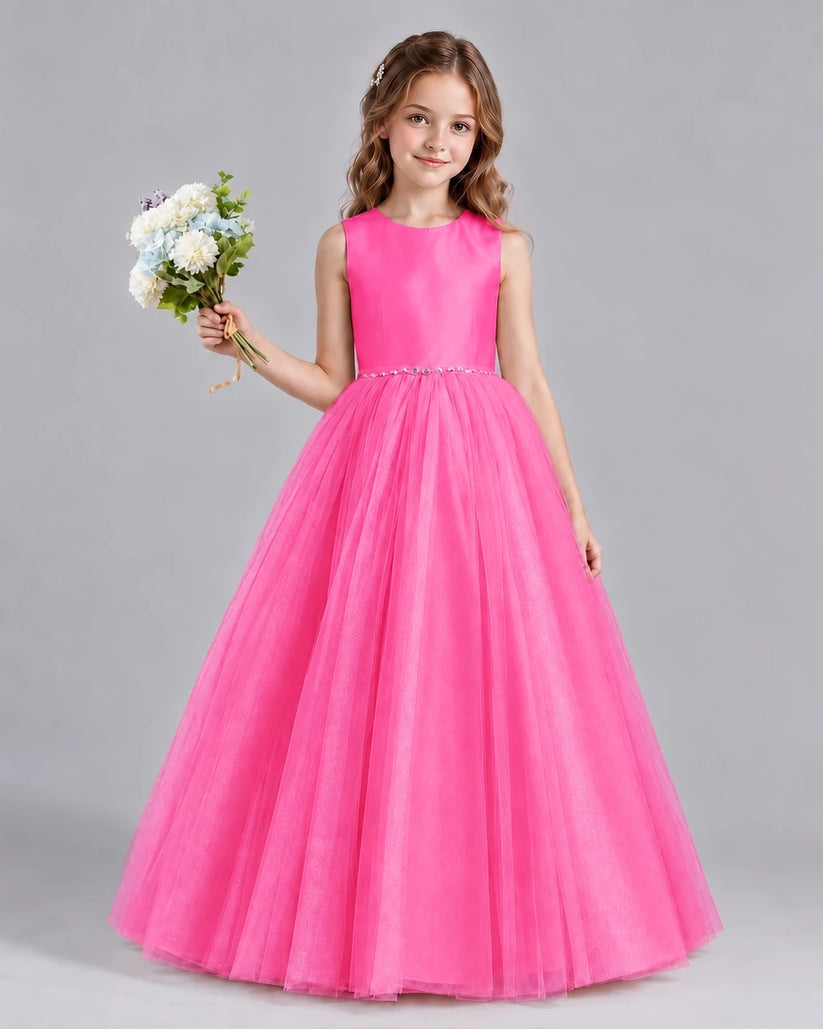 Hot Pink Ball Gown Flower Girl Dresses Front