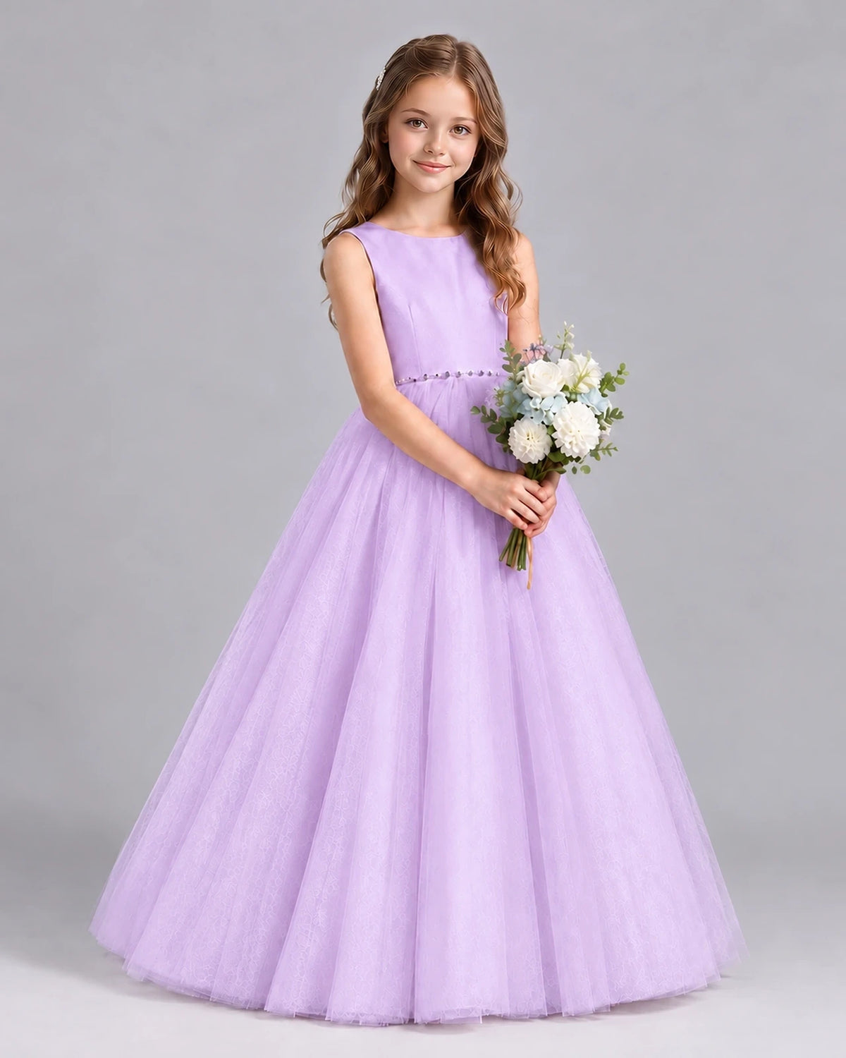 Lilac Ball Gown Flower Girl Dresses Side