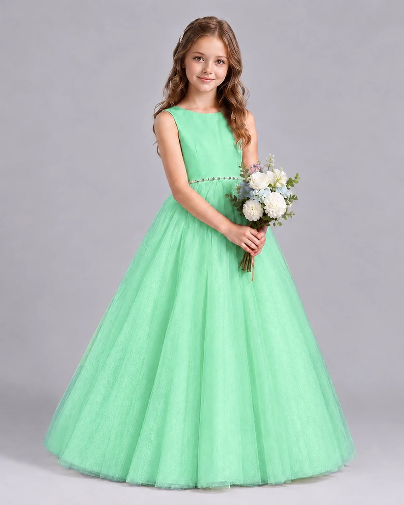 Mint Green Ball Gown Flower Girl Dresses Side