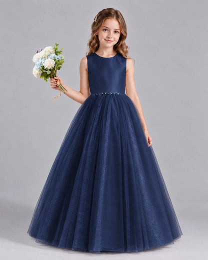 Navy Blue Ball Gown Flower Girl Dresses Front