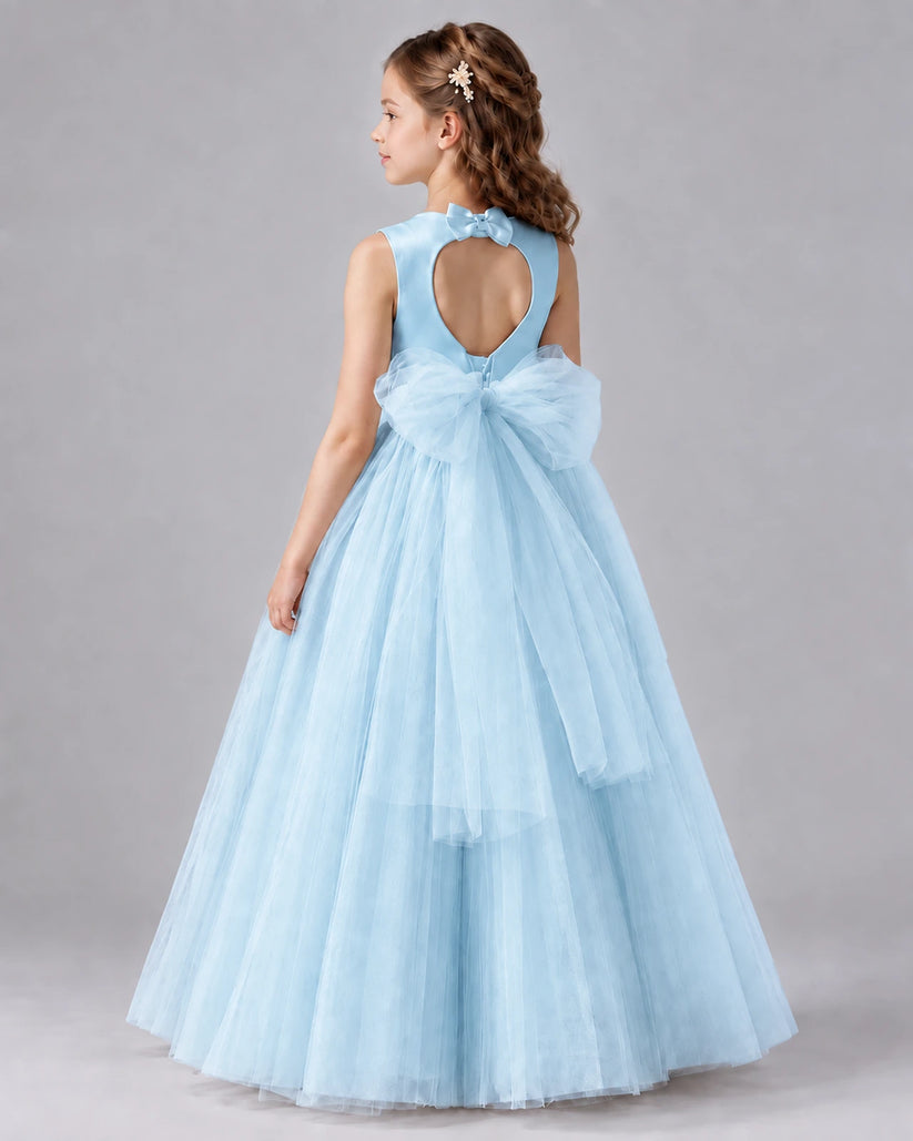 Baby Blue Ball Gown Flower Girl Dresses Back