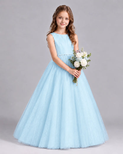 Baby Blue Ball Gown Flower Girl Dresses Side