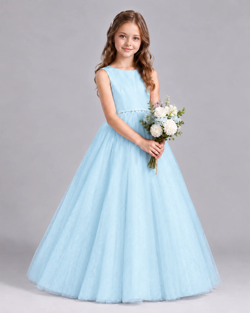 Baby Blue Ball Gown Flower Girl Dresses Side