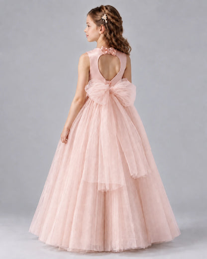 Blush Pink Ball Gown Flower Girl Dresses Back