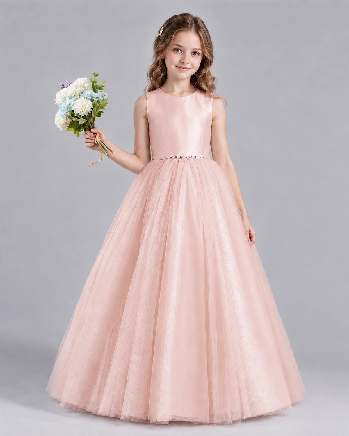Blush Pink Ball Gown Flower Girl Dresses Front