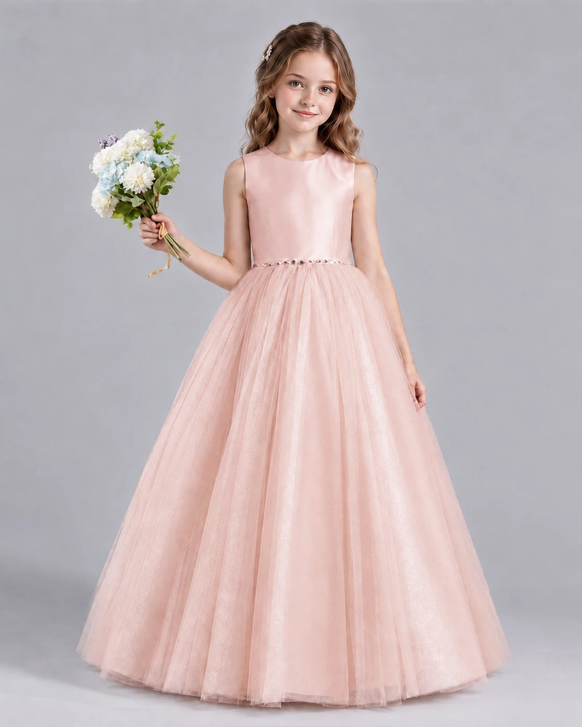 Blush Pink Ball Gown Flower Girl Dresses Front