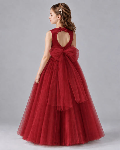 Burgundy Ball Gown Flower Girl Dresses Back