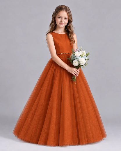 Burnt Orange Ball Gown Flower Girl Dresses Side