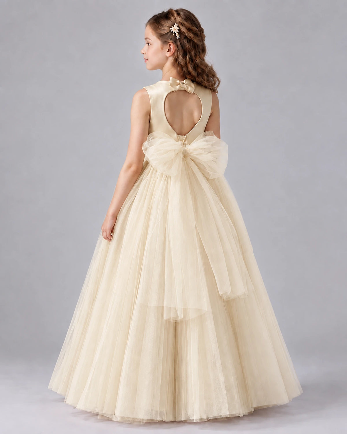 Champagne Ball Gown Flower Girl Dresses Back
