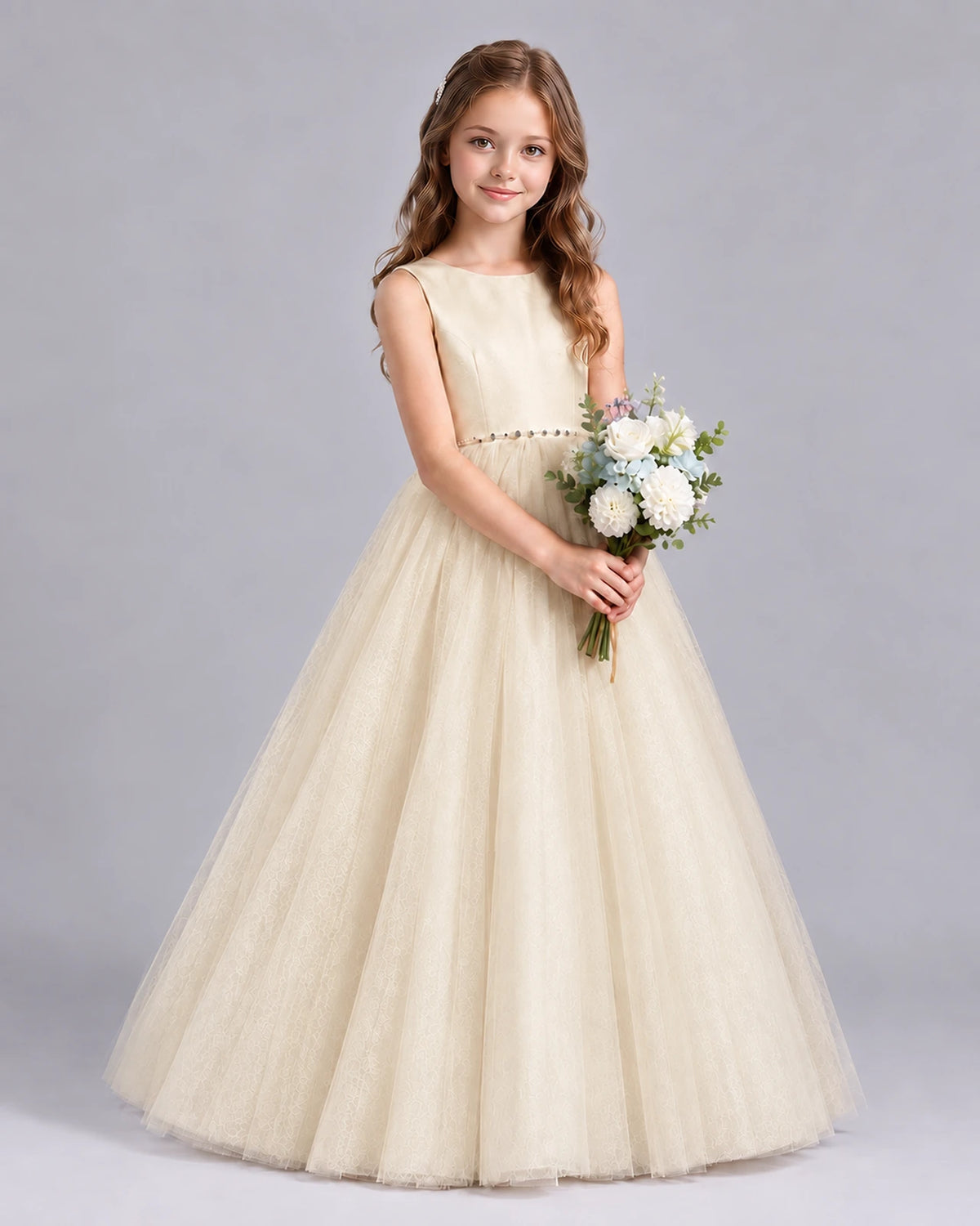 Champagne Ball Gown Flower Girl Dresses Side