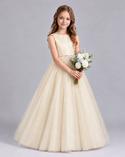 Champagne Ball Gown Flower Girl Dresses Side