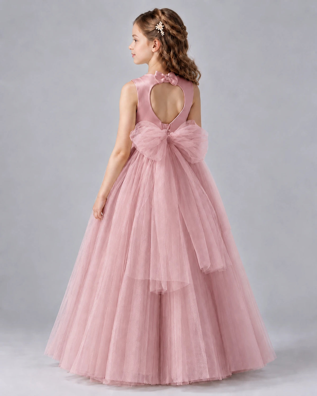 Blush Pink Ball Gown Flower Girl Dresses Back