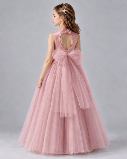 Blush Pink Ball Gown Flower Girl Dresses Back