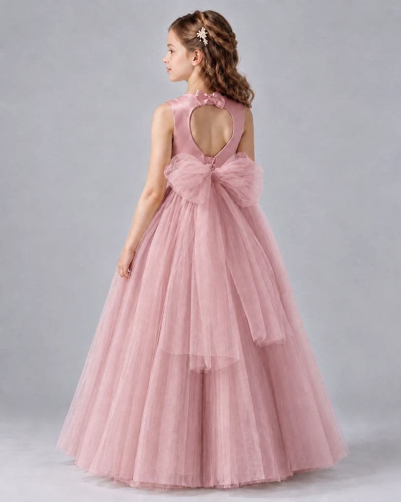 Blush Pink Ball Gown Flower Girl Dresses Back