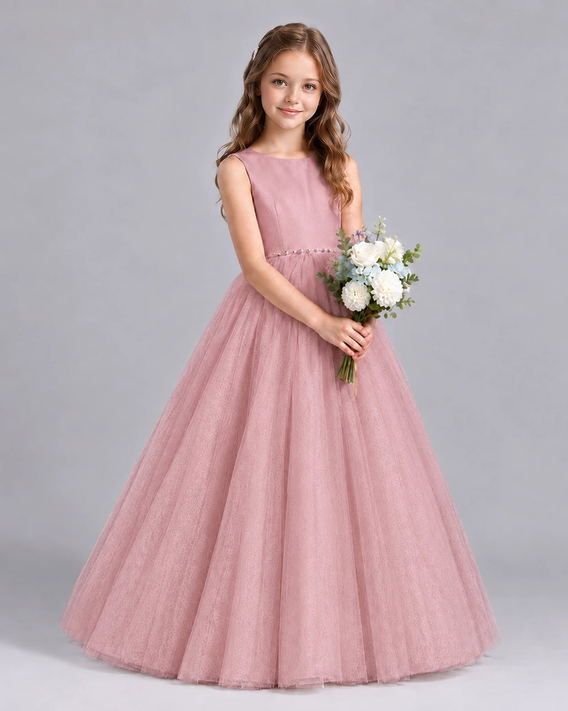 Blush Pink Ball Gown Flower Girl Dresses Side