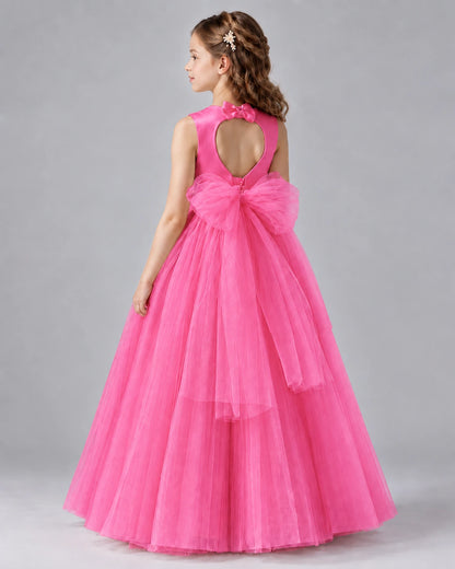 Hot Pink Ball Gown Flower Girl Dresses Back