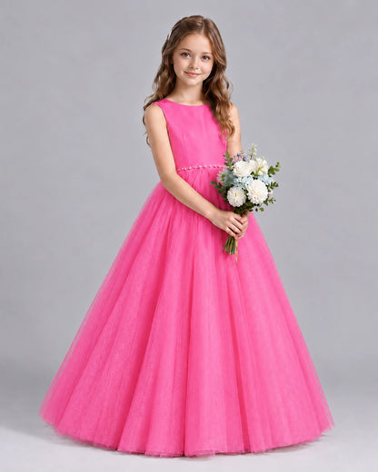 Hot Pink Ball Gown Flower Girl Dresses Side