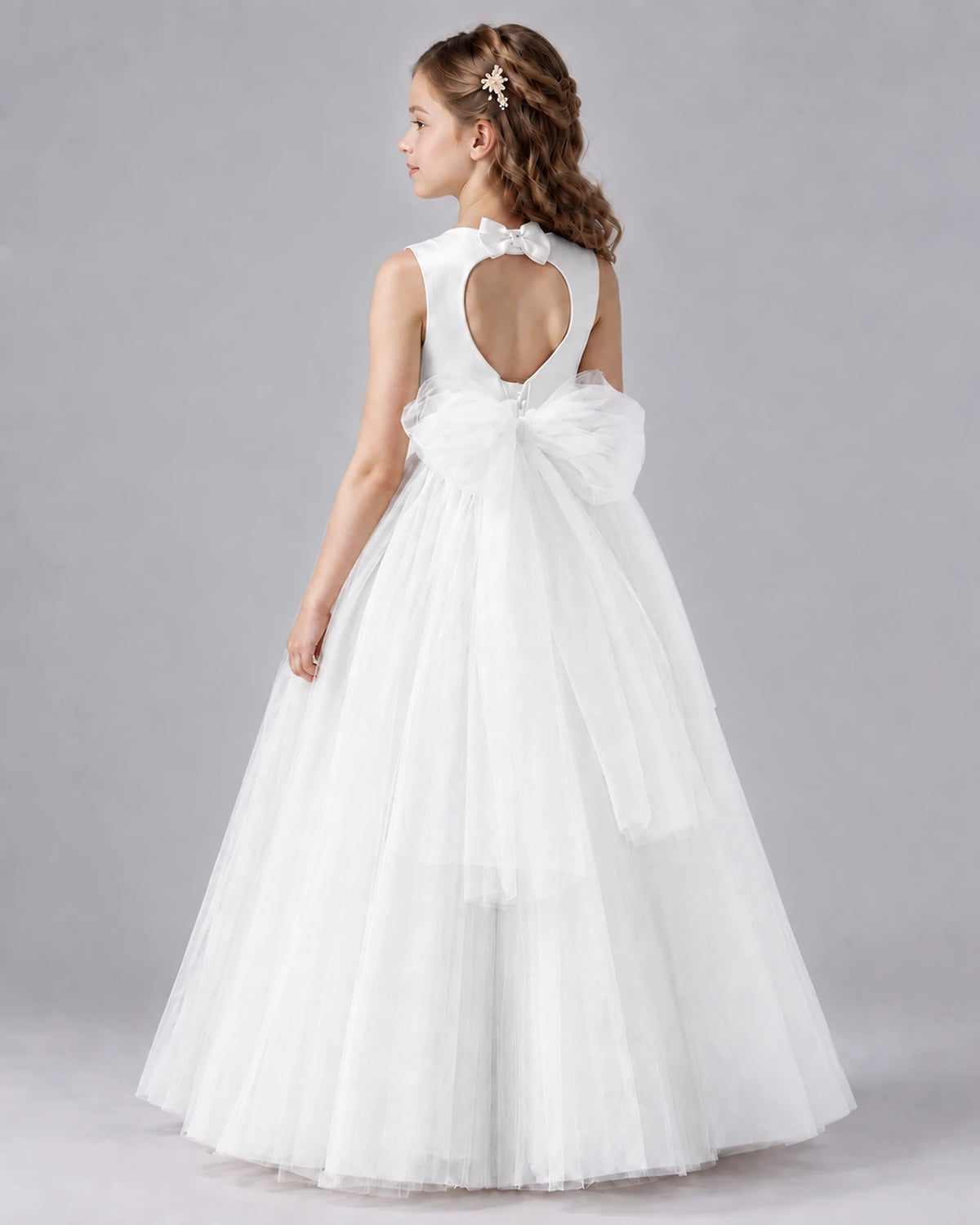 Ivory Ball Gown Flower Girl Dresses Back