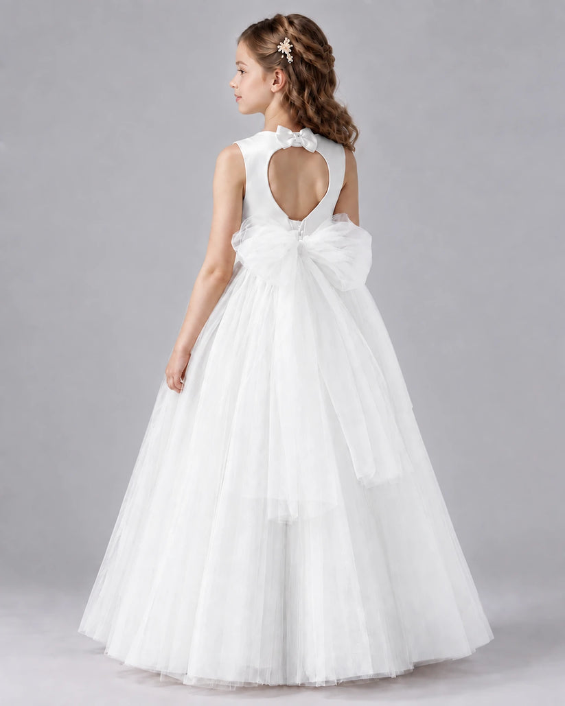 Ivory Ball Gown Flower Girl Dresses Back