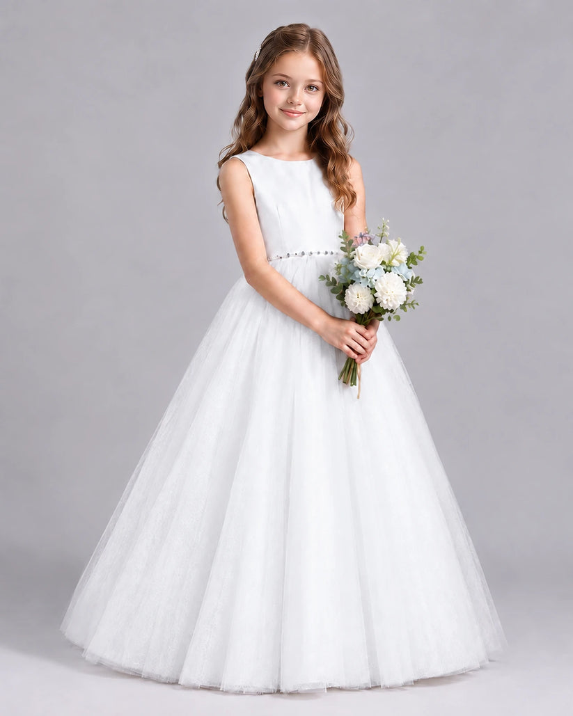 Ivory Ball Gown Flower Girl Dresses Side